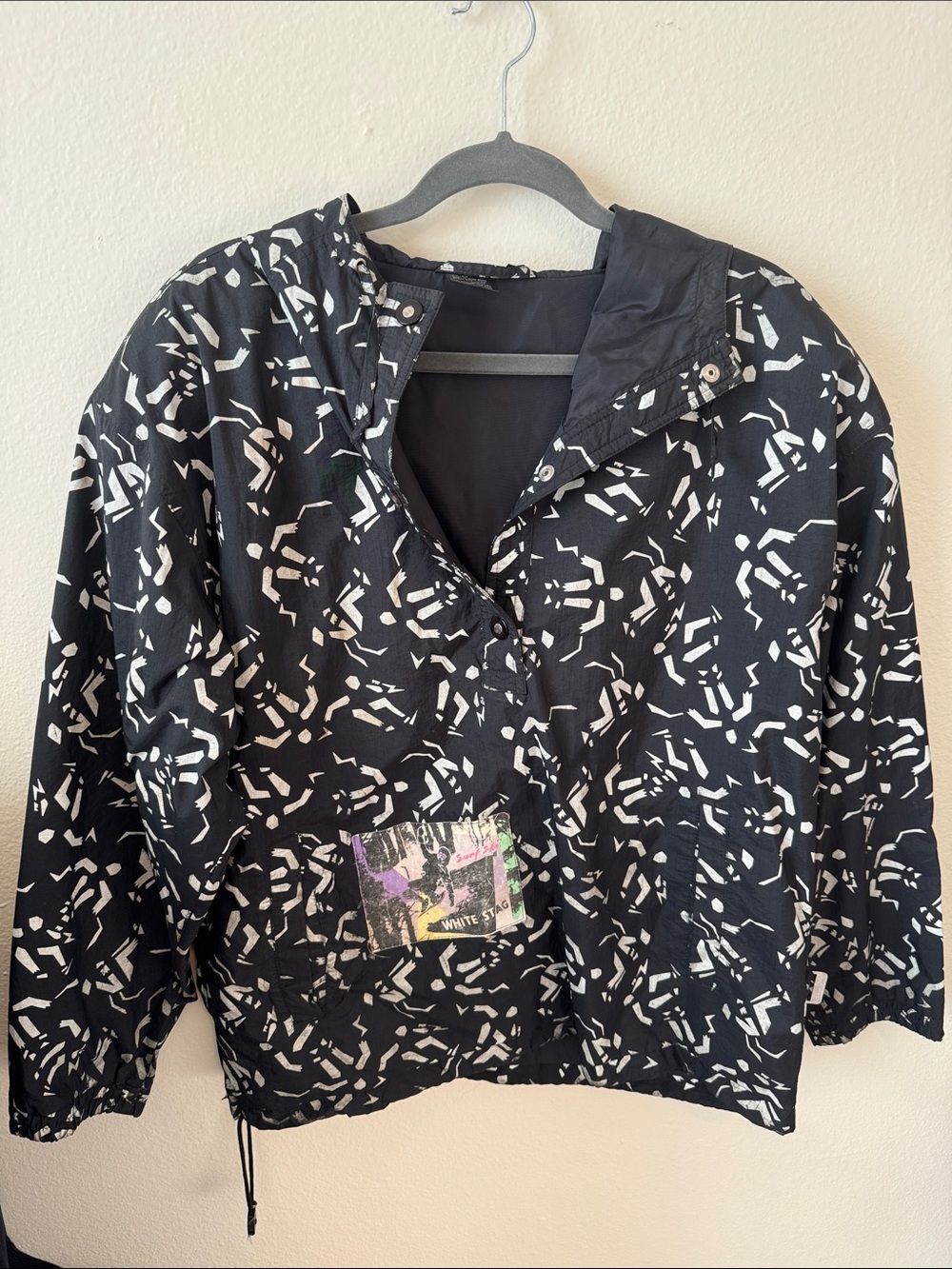 White Stag Black Jacket with White Abstract Print